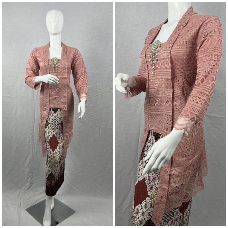 Realpict setelan kebaya Tunik brokat//kutubaru brokat Tunik//kebaya besanan//kebaya pesta modern