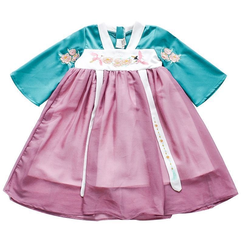 Dress Anak Perempuan Hanfu Korean Style Hijo Pink Flamingo 2-11 Tahun