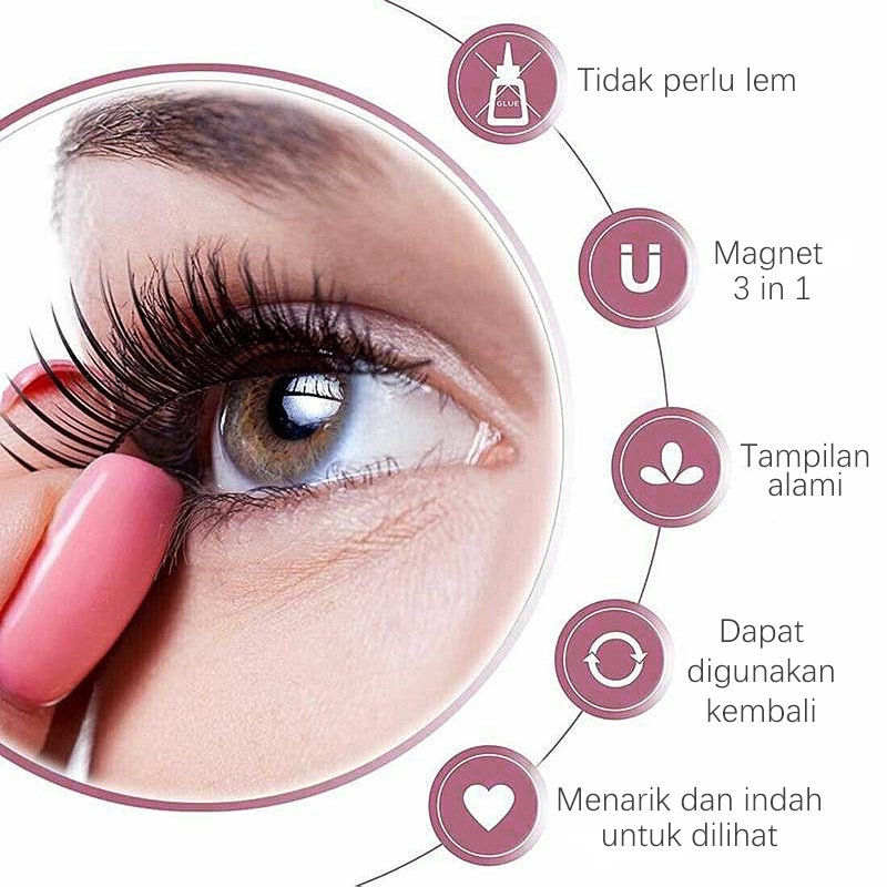 MAGEFY7328 Tanpa Lem Bulu Mata Palsu Knot Free /Riasan Cepat/ Eyelashes Extension Natural 3D Ekstensi Berperekat Yang Dapat Digunakan Kembali Dan Dapat Dengan Mudah Diaplikasikan Dalam 3 Detik