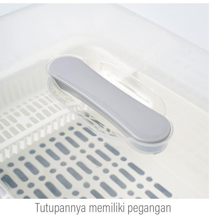 Tren Kekinian.. GoGoBuy Rak Piring Plastik /C58 Rak Piring Tertutup Tempat Alat Makan Rak Pengering 