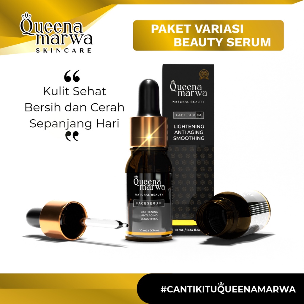 Queena Marwa Face Serum, Serum Menutrisi Wajah, Mencerahkan, Anti Aging, Menghilangkan dan Memudarka