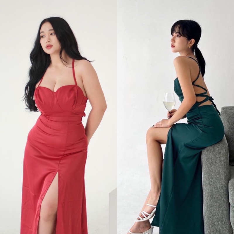 Lini Long Satin Backless Dress