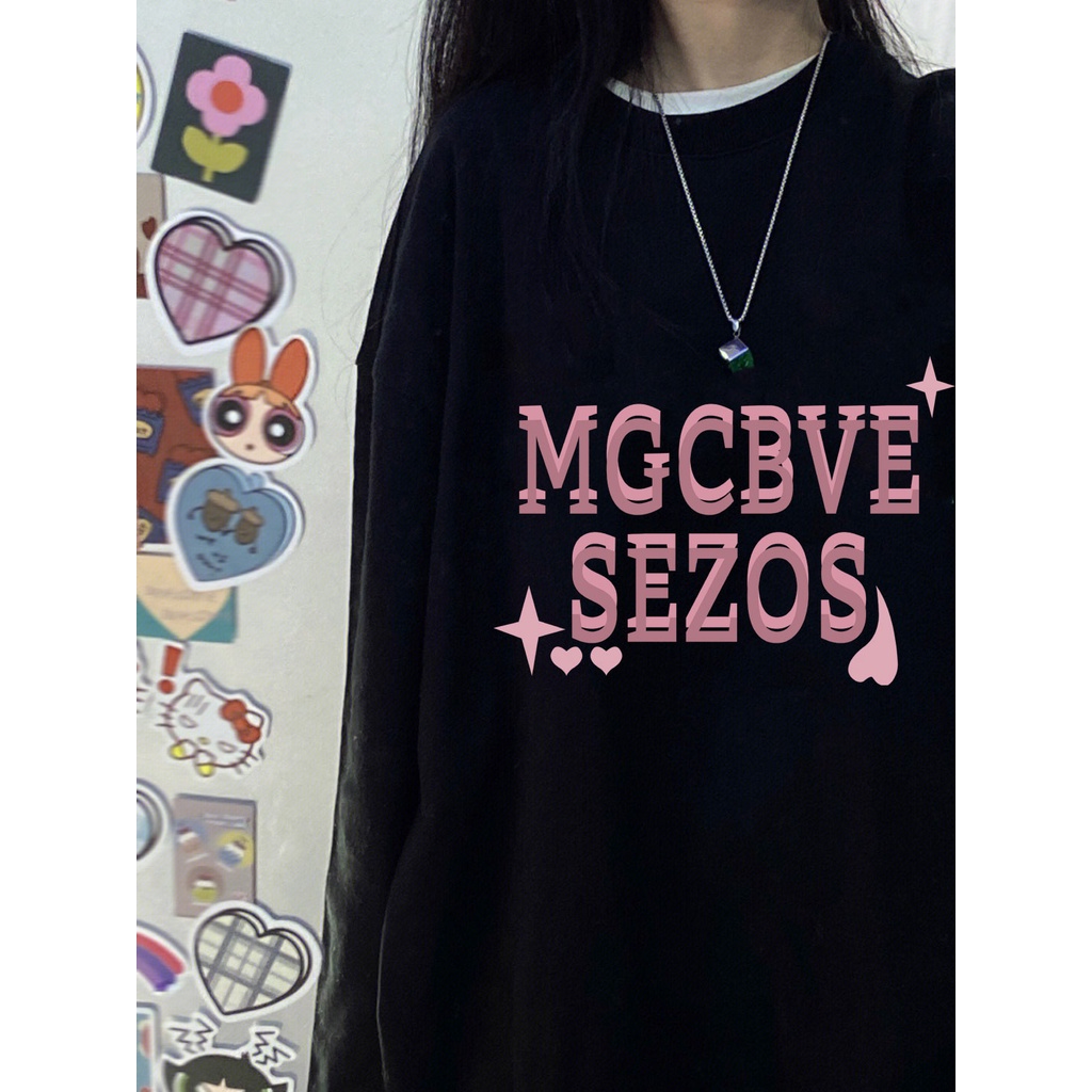 Sweater Pink Letters kaos oversize baju korean style wanita ootd A0224