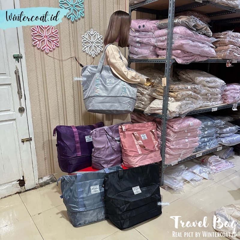 Travel bag duffel tas travel besar anti air portable gym bag fitness hand carry travelling import