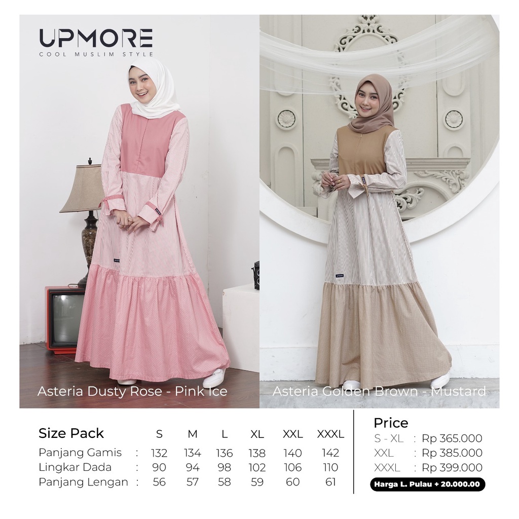 Gamis UPMORE ASTERIA (Golden Brown, Dusty Rose) Gamis Katun ORI UPMORE | COD