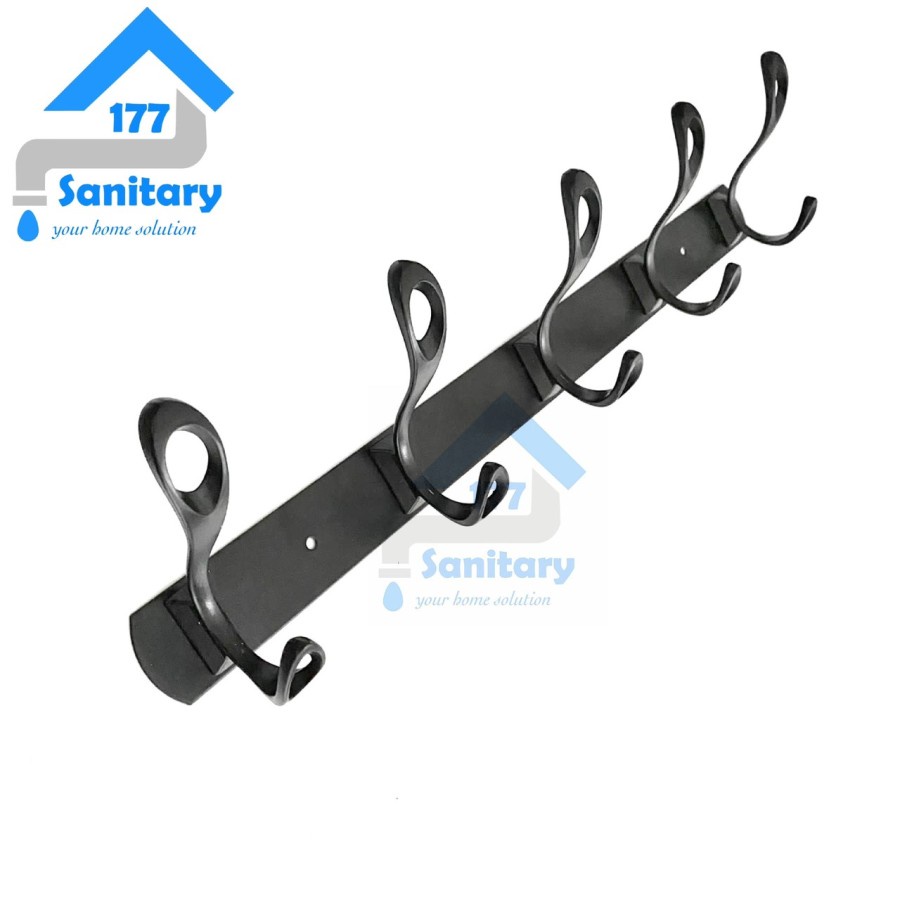 Hook Gantungan Baju 5 Kait Gede Hitam Murah X01B Kapstok Cantolan Baju Cloth Hanger 5 Hook Stainless BLack