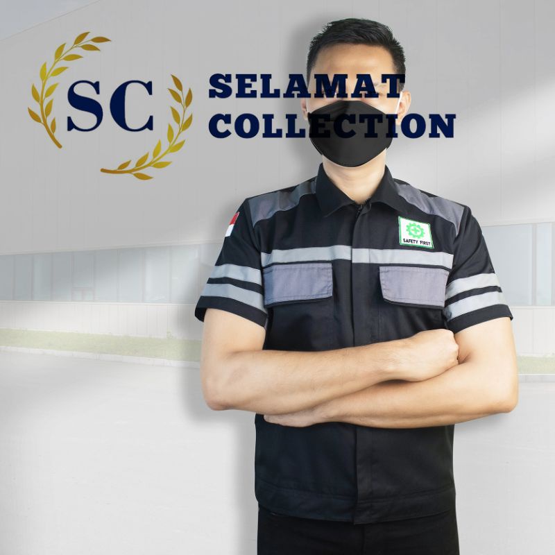 baju safety lengan pendek terbaru. seragam wearpack. baju proyek