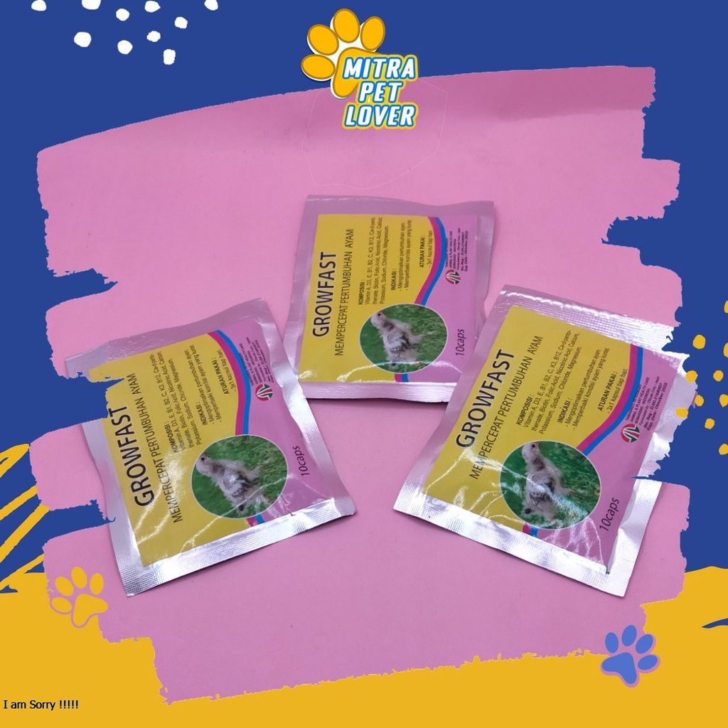 SUPLEMEN MEMPERCEPAT PERTUMUHAN ANAK AYAM - GROWFAST CAPSULE - 10 CAPSUL - MEMPERBAIKI KONDISI YANG KUNTET - MURAH ASLI GARANSI KUALITAS ORIGINAL - PET ANIMAL HEALTHCARE &amp; VETERINARY TAMASINDO OBAT KESEHATAN &amp;  VITAMIN TERNAK HEWAN  MITRAPETLOVER