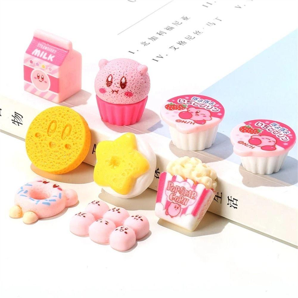 Agustinina Bintang Kirby Miniatur DIY Kerajinan Kawaii Anime Kirby Figure Mainan Cupcake Kartun Cupcake Jelly Set