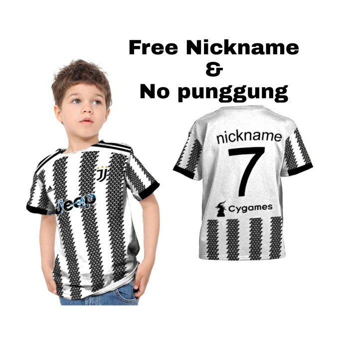 PG - Kaos Jersey Bola Anak Laki Laki Printing Juventus 22/23 Custom Nama - S