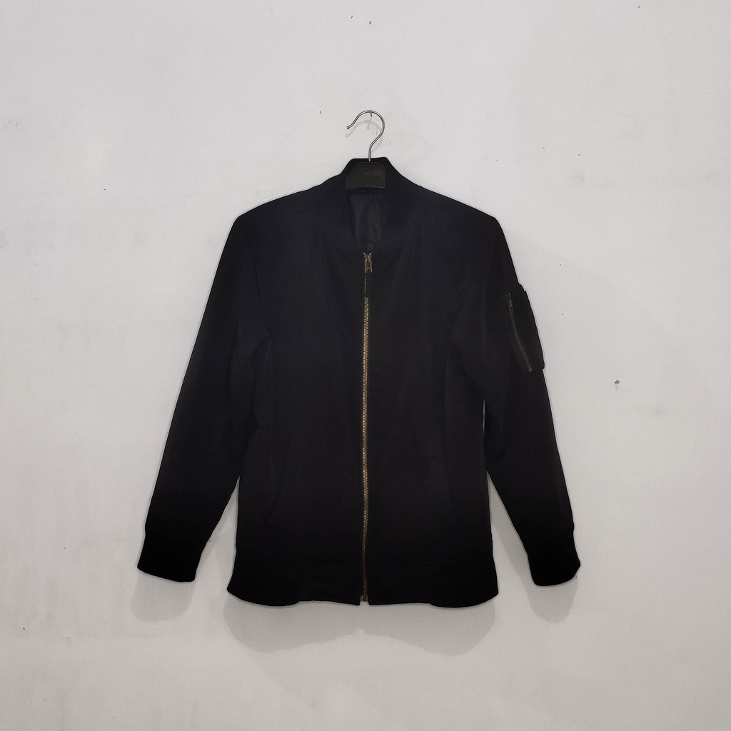 GU Black MA1 Bomber Jacket - Jaket MA-1 Hitam Basic Unisex