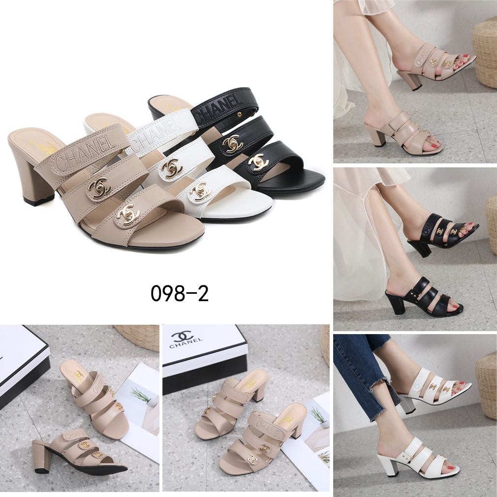 CH Leather Turnlock Slingback Sandals#098-2