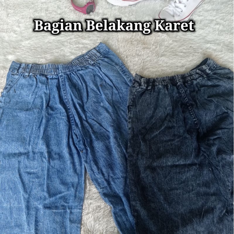 Celana Kulot Jeans Love High Waist Model Korea Atau Korean Style Pinggang Kancing Bagian Belakang Karet All Size Fit L Standar Dari Bb 40kg sampai Bb 60kg / Kulot Levis Panjang Wanita Motif Print Logo Hati Ada Warna Hitam Snow  Dan Warna Biru Snow