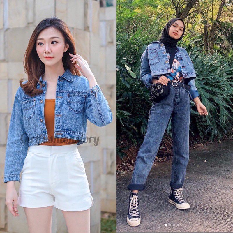 ELLITA CROP JACKET JEANS WANITA