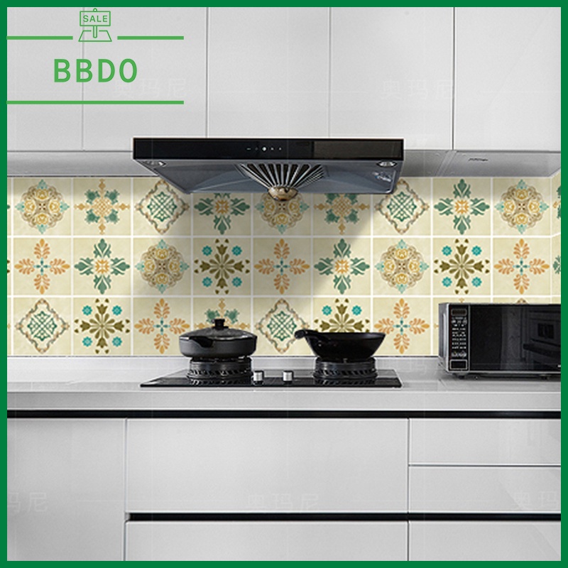 wallpaper dapur anti minyak dan panas 60 cm * 6 meter stiker dinding motif batik kotak warna hijau stiker dapur