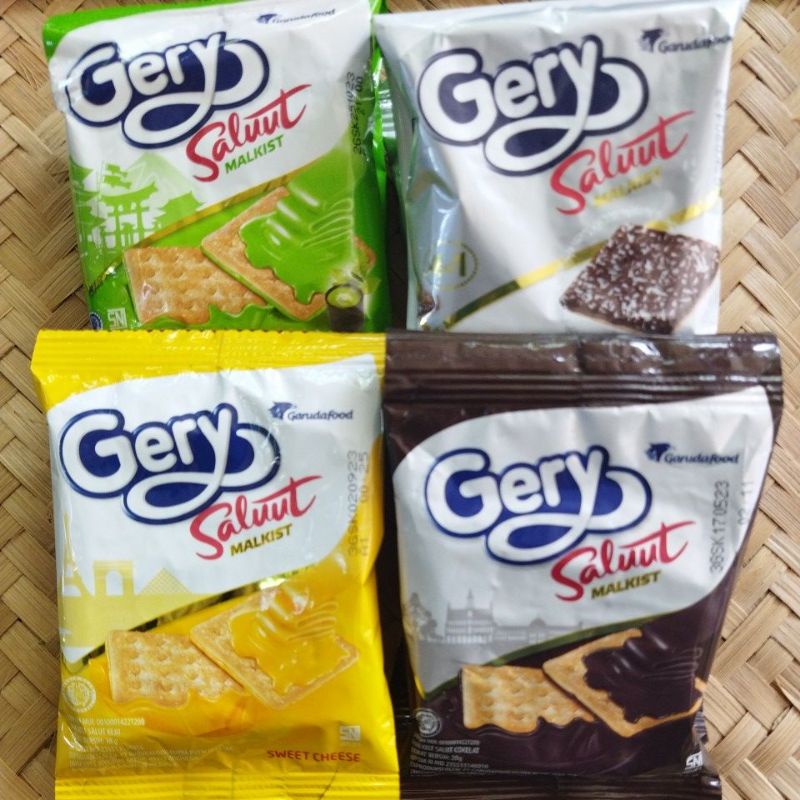 

Gery salut malkist keju, cokelat, matcha, kelapa