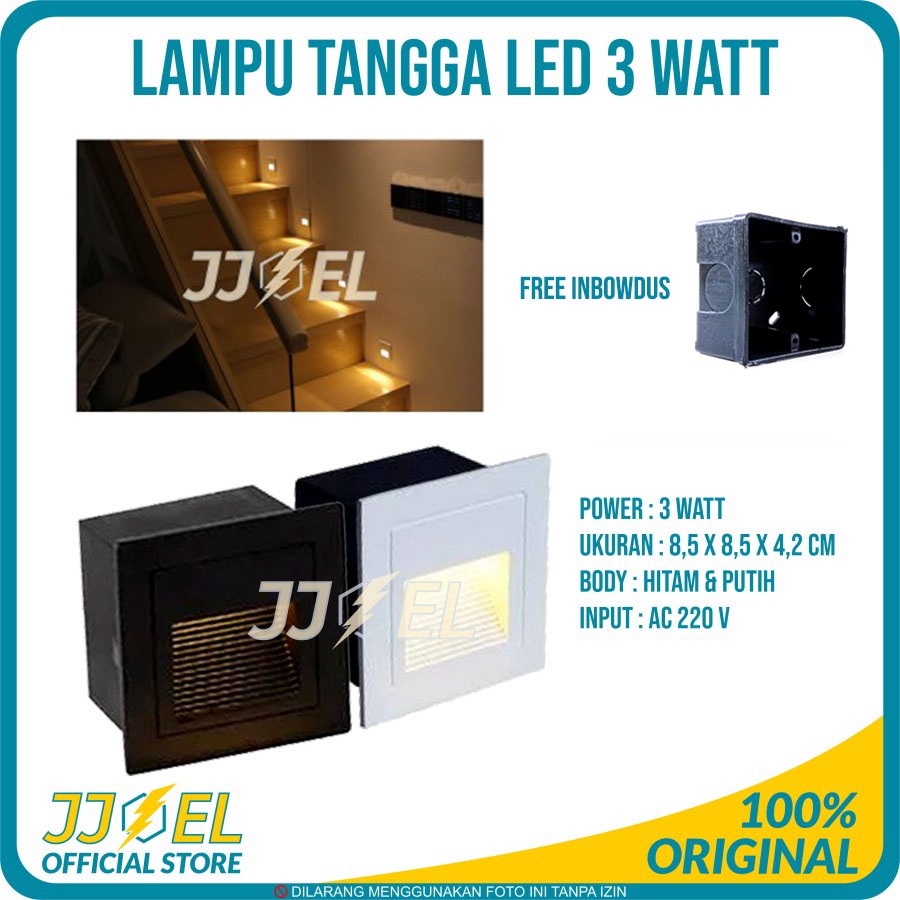 Lampu Tangga LED 3W Waterproof Outdoor - Tanam Dinding Anak Tangga, Lorong, Teras, Rumah, Cafe