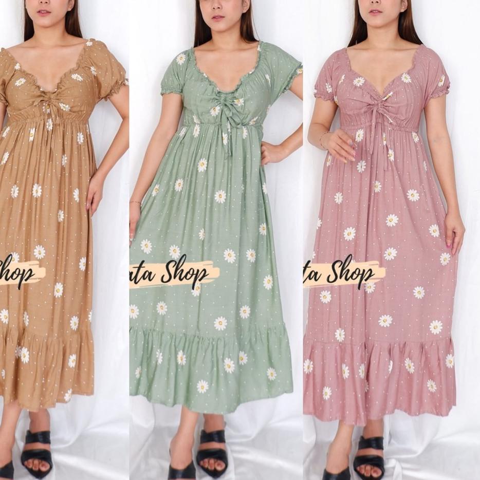 REALPICT - Dress Bali Model Casandra SHASTA Fashion Wanita Terbaru Kekinian Viral Daster Bali Bahan 