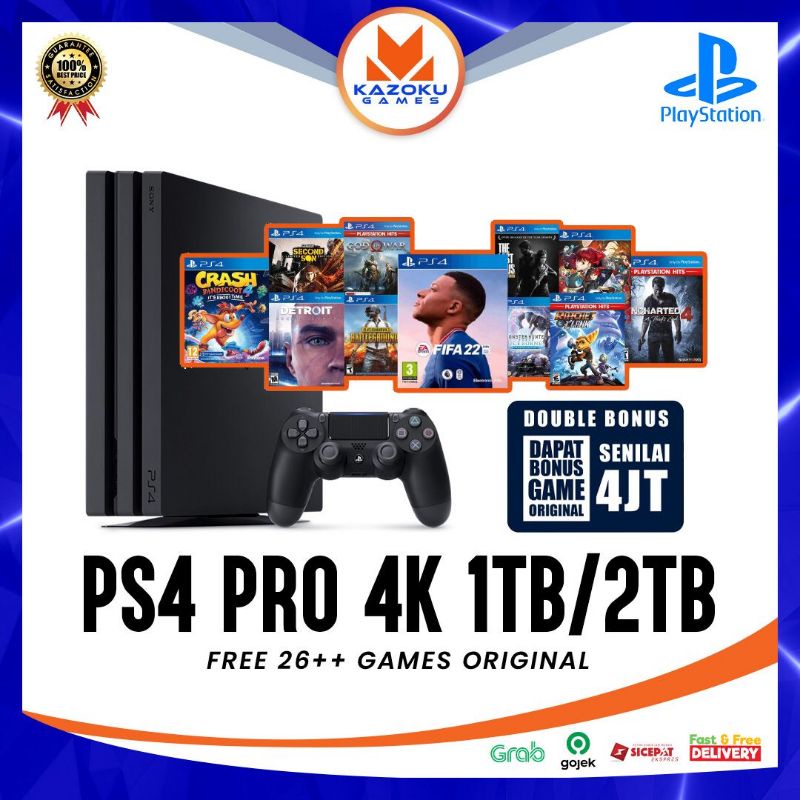 Jual PS4 Playstation 4 Pro 4K 1TB/2TB FREE 26++ Game Original Shopee Indonesia