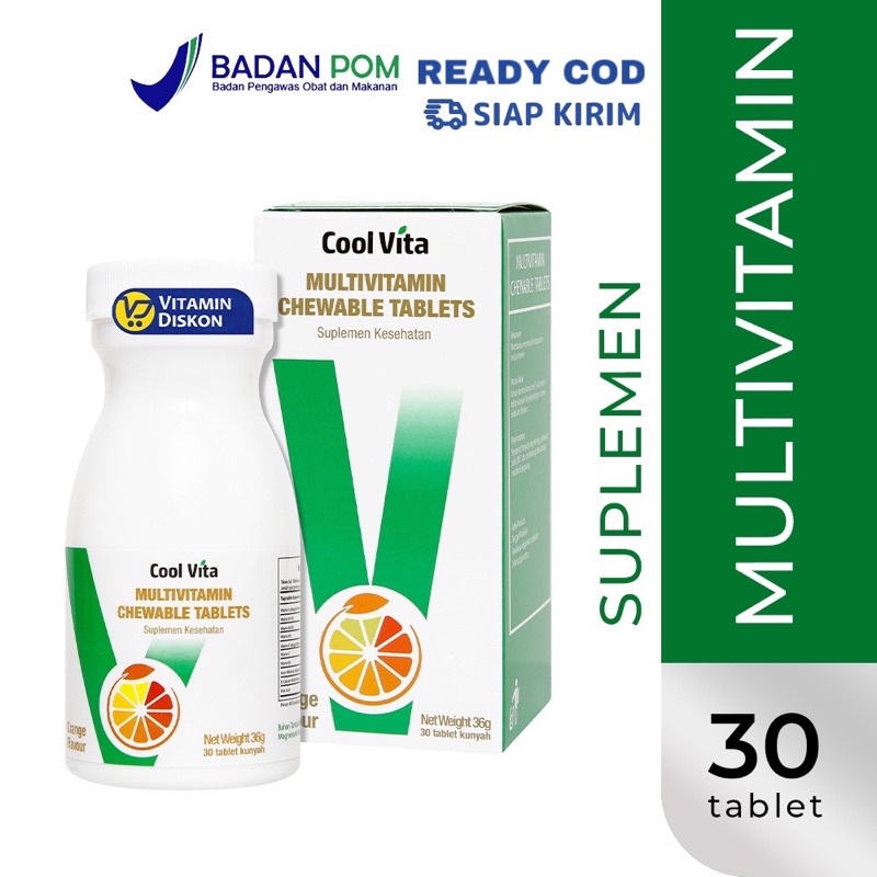 Jual [READY COD] COOLVITA MULTIVITAMIN CHEWABLE ORANGE FLAVOR ISI 30 TABLET PENAMBAH NAFSU