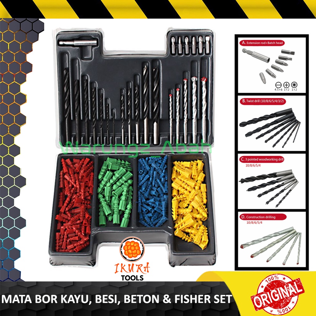 Jual DRILL BIT SET COMBINATION KEPALA MATA BOR LENGKAP KOMBINASI
