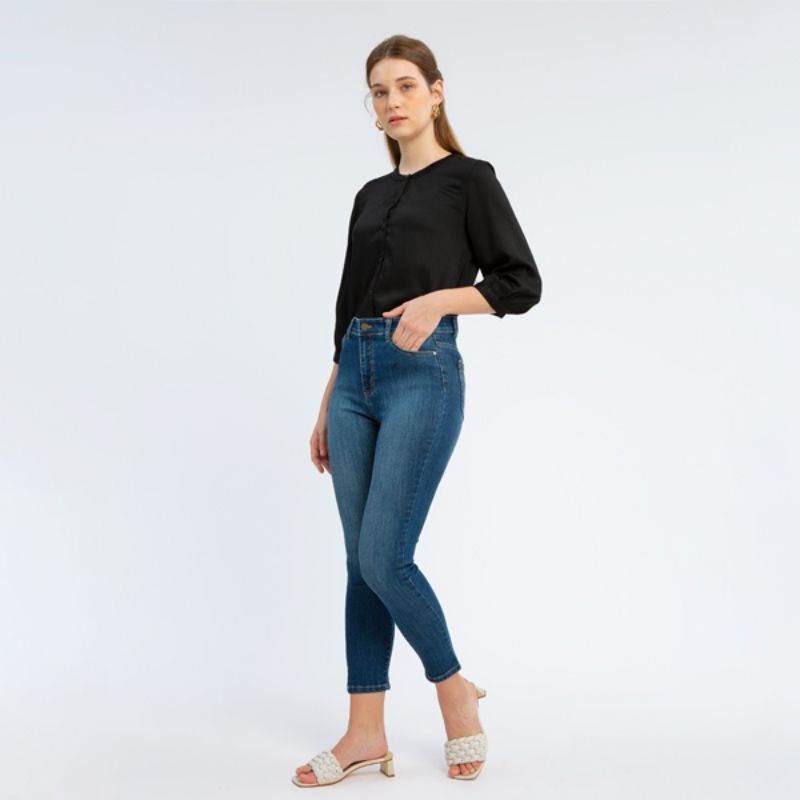 Celana Jeans Wanita Geela Original Medium Wash Skinny Jeans Size XL