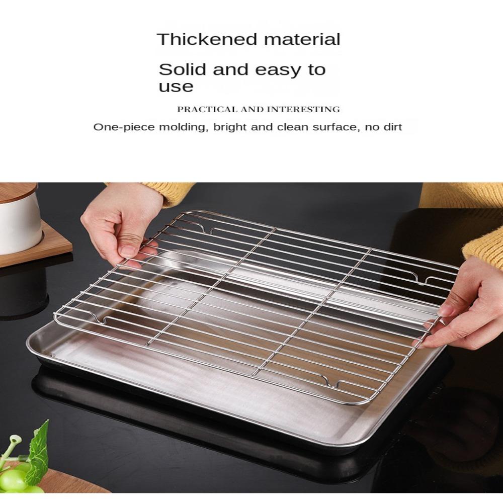 Solighter Food Storage Tray Nampan Kosmetik Serba Serbi Desktop Storage Baking Pan Persegi Panjang Piring Saji Peralatan Dapur Rak Bumbu BBQ Grid Kukus