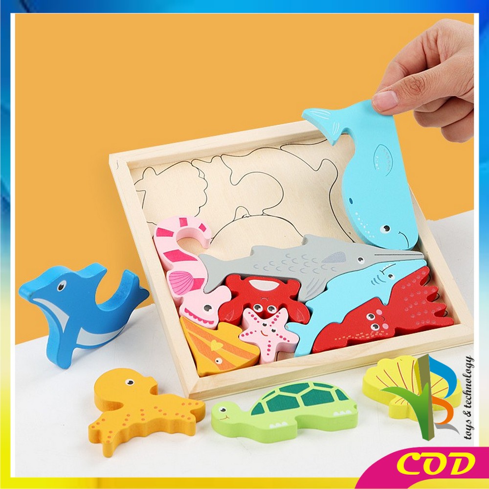 RB-M177 Mainan Puzzle 3D Wooden Toys Puzzle Kayu Mainan Edukasi Anak Jigsaw Puzzle Cocokkan Bentuk