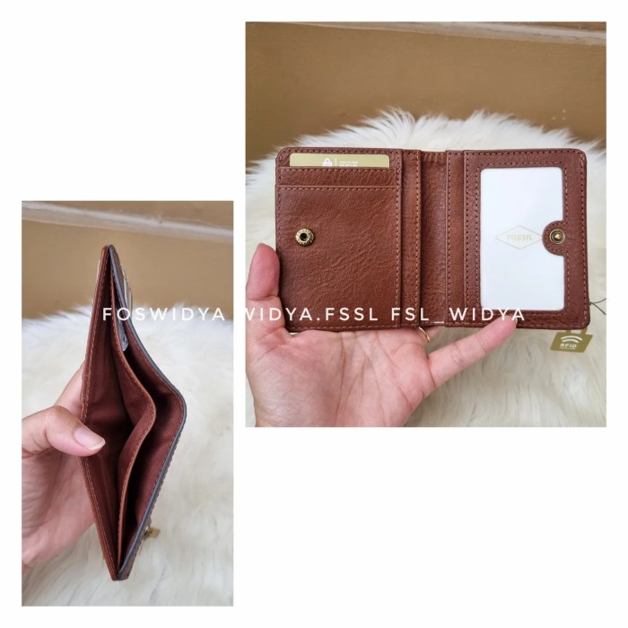 Branded Dompet Fossil Logan Bifold Wallet Brown Multi Stripe New