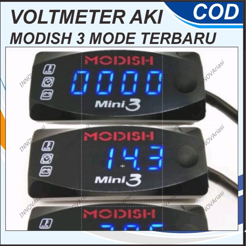 VOLTMETER MODISH DIGITAL WATERPROOF MULTIFUNGSI 12V DC: PENGUKUR SUPLAY ARUS ADAPTOR PENGUKUR TEGANG
