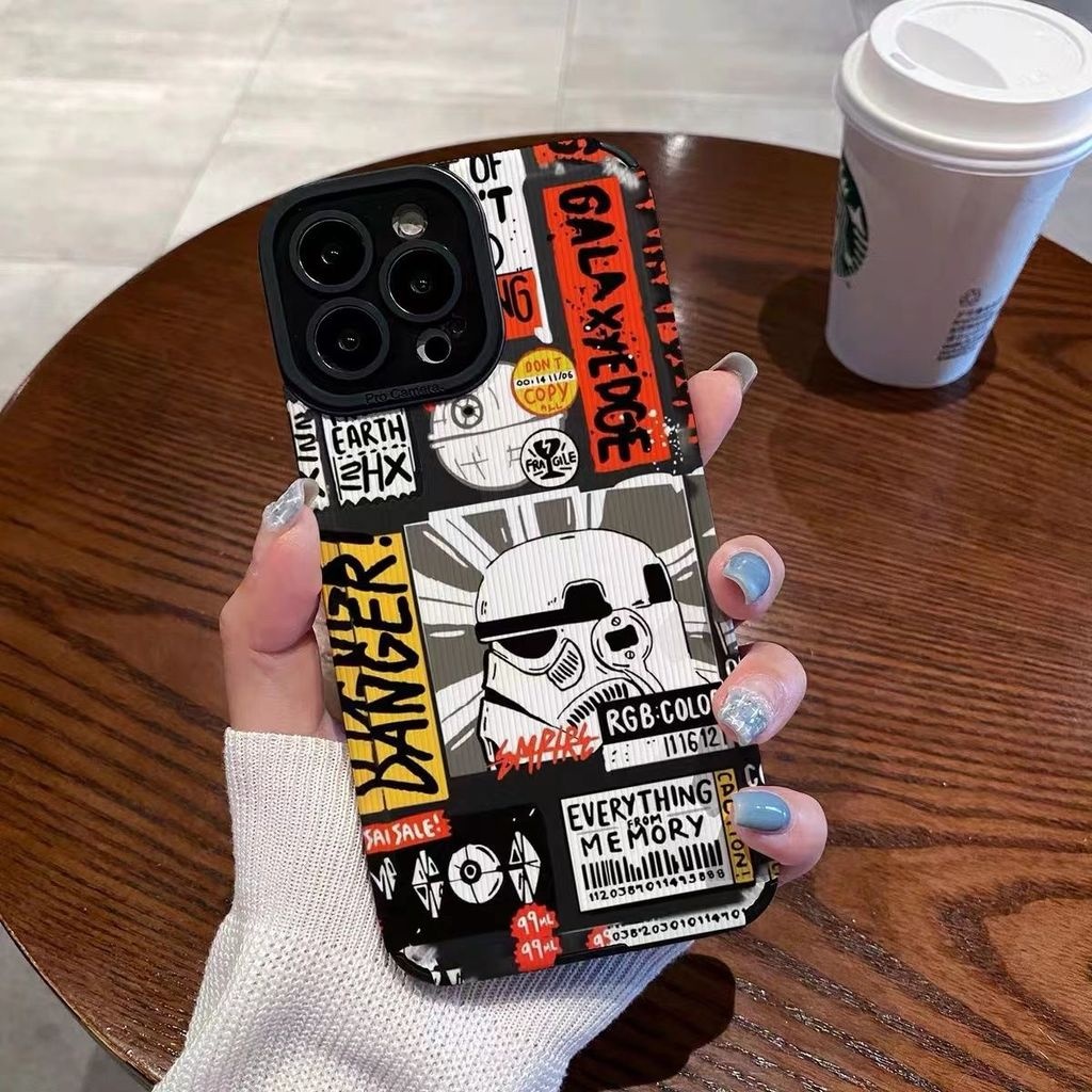 IPHONE Casing Ponsel Desain Print Kata Kartun Bahaya Galaxy Kompatibel Dengan Iphone12 13 14 11 Pro Max X Xs Max Xr Xxzdzx