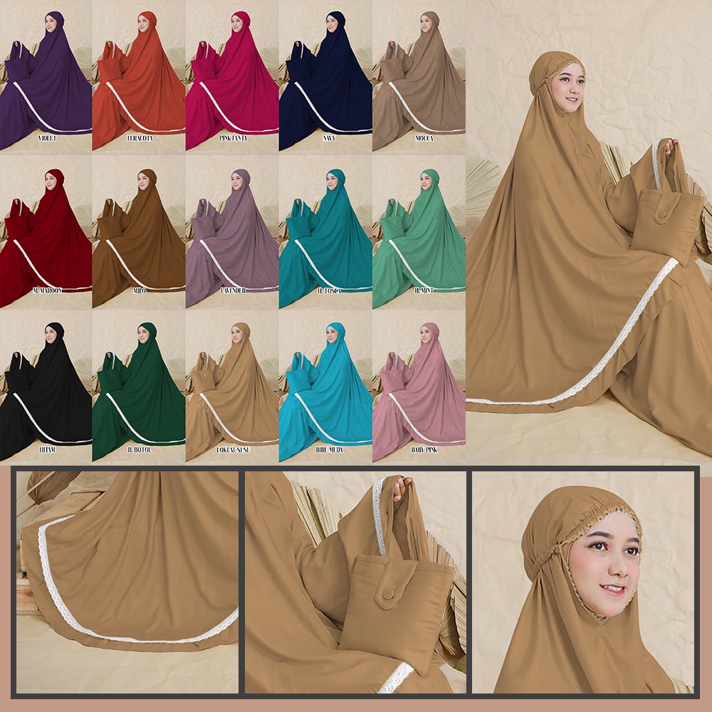 Mukena Renda Jumbo Bali Premium ZMT06 Renda Mukenah Travel Bahan Rayon Premium zmt06 Banyak Variasi Warna