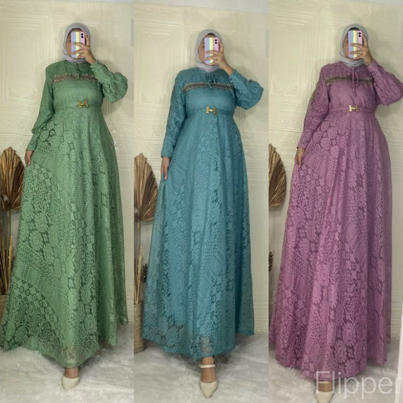 GAMIS BRUKAT PESTA GAMIS BROKAT WANITA REMAJA TERBARU BISA SERAGAMAN STANDARD DAN JUMBO
