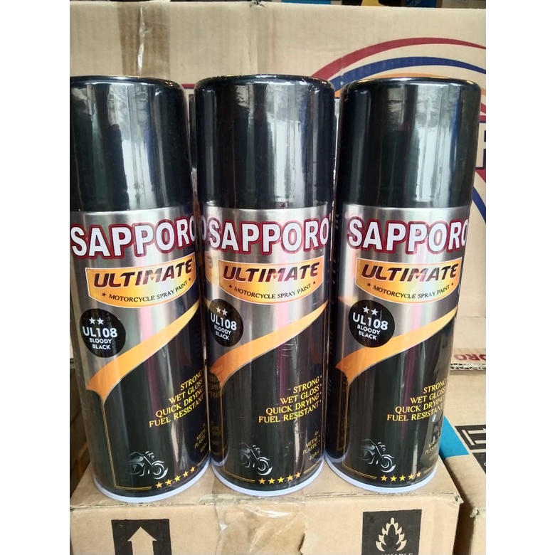 cat spray pilok pilox cat semprot sapporo ultimate saporo UL108 bloody black hitam bloody ul 108 400ml