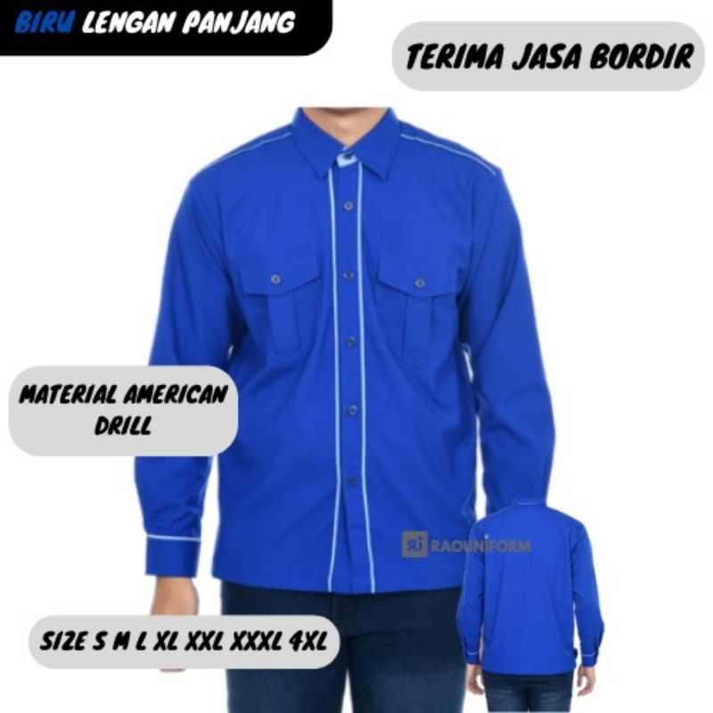 Baju kerja tangan panjang murah/Custom baju kantor/kerja/karyawan kantor/karyawan swasta/baju custom bordir/kemeja kerja harian/segampang karyawan rumah makan/restoran dan lain lain