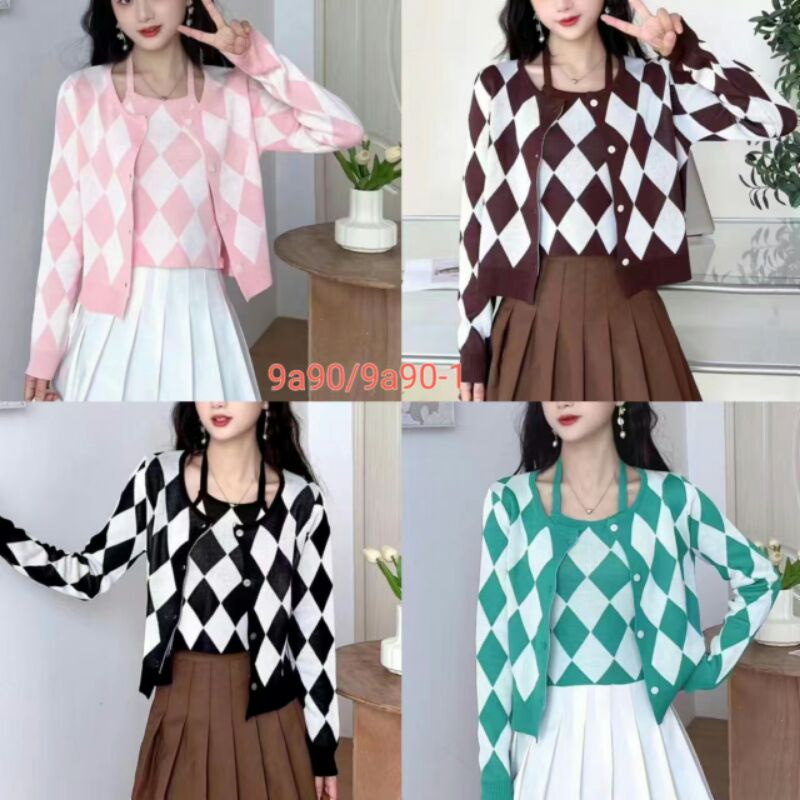 SET CARDIGAN 2 LAPIS PREMIUM IMPORT 9A90#