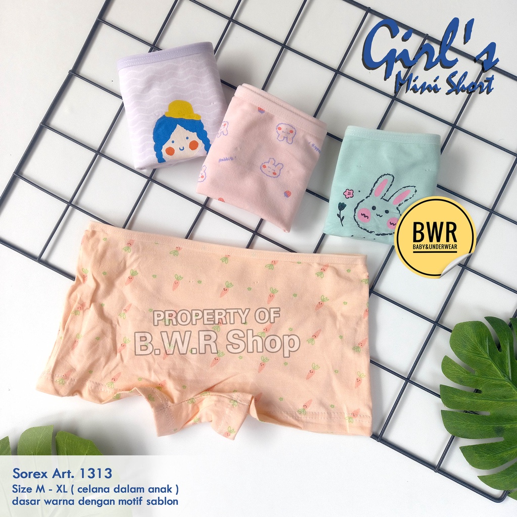 CD Boxer Sorex Kids 1313 / Celana Dalam Anak Perempuan Sorex 1313 Motif Lucu Terbaru | Bwr