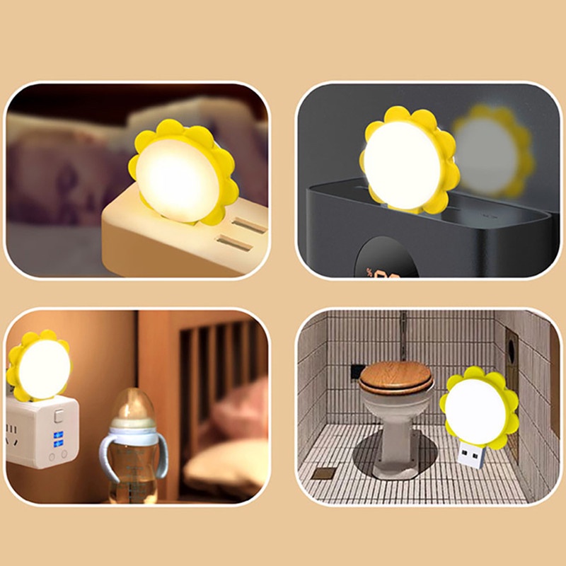 Kreatif USB Bunga Matahari Lampu Malam LED Anak Buku Lampu Mobile Power Charge Pelindung Mata Membaca Lampu Halus Untuk Kamar Tidur Ruang Tamu