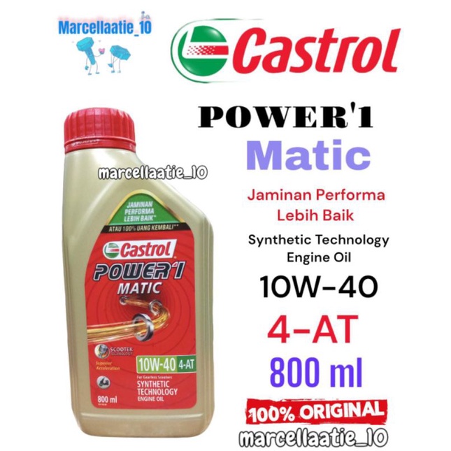 OLI MESIN CASTROL POWER1 MATIC 4T 10W-40 800 ML OLI CASTROL ORI OLI CASTROL MURAH OLI CASTROL MATIC 