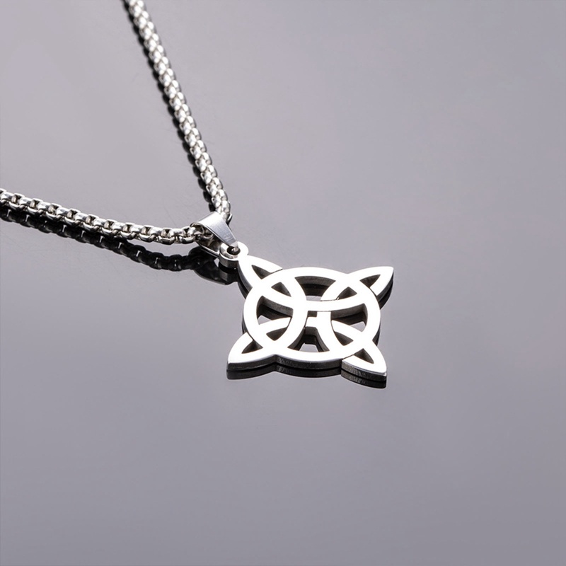 Perhiasan Eropa Dan Amerika Stainless Steel Viking Rune Irish Konsentrik Simpul Kalung Berongga Dipoles Liontin Kalung