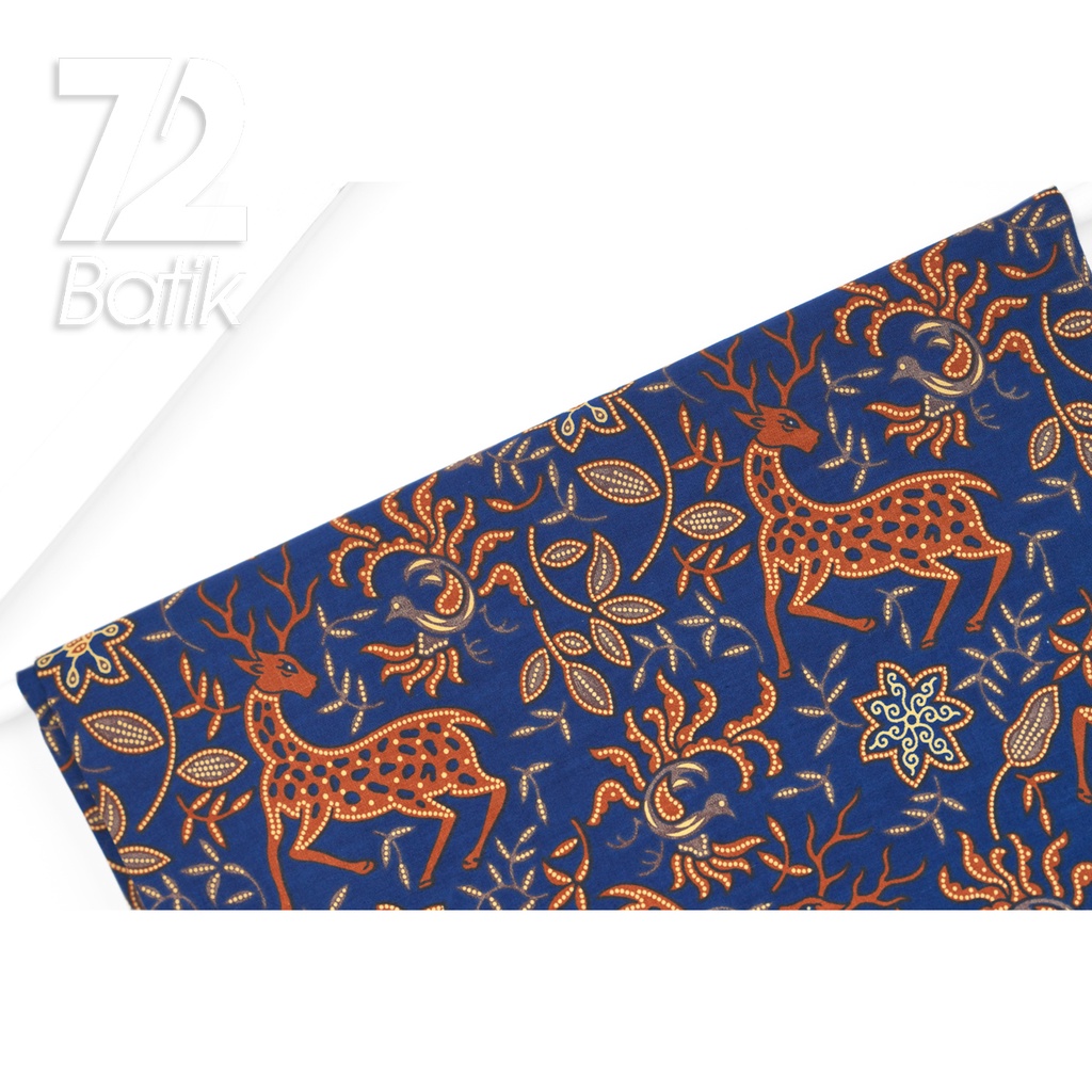 KAIN BATIK PREMIUM Bahan Katun Motif Rusa Kutub Warna Biru 723057 Cap 72IL Jarik Jarit Samping Kebat Panjang Batik Katun Modern Premium Bahan Seragam Batik Pernikahan Kantor Keluarga Murah Kamen Jadi Batik Bali Lembaran