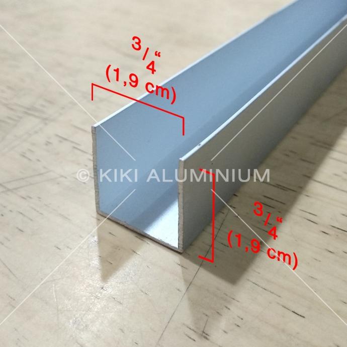promo Kanal U Aluminium 3/4" (1.9 cm) - Tebal 1 mm - P. 6 meter terlaris