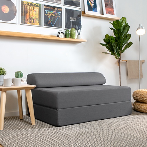 NYKIL Sofa tempat tidur 2 dudukan, abu-abu tua original Ikea