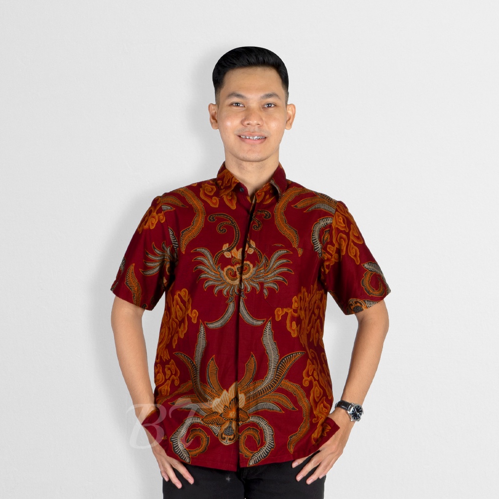 Jual BATIK TRUSMI Kemeja Pria Lengan Pendek Batik Pria Motif Mega ...