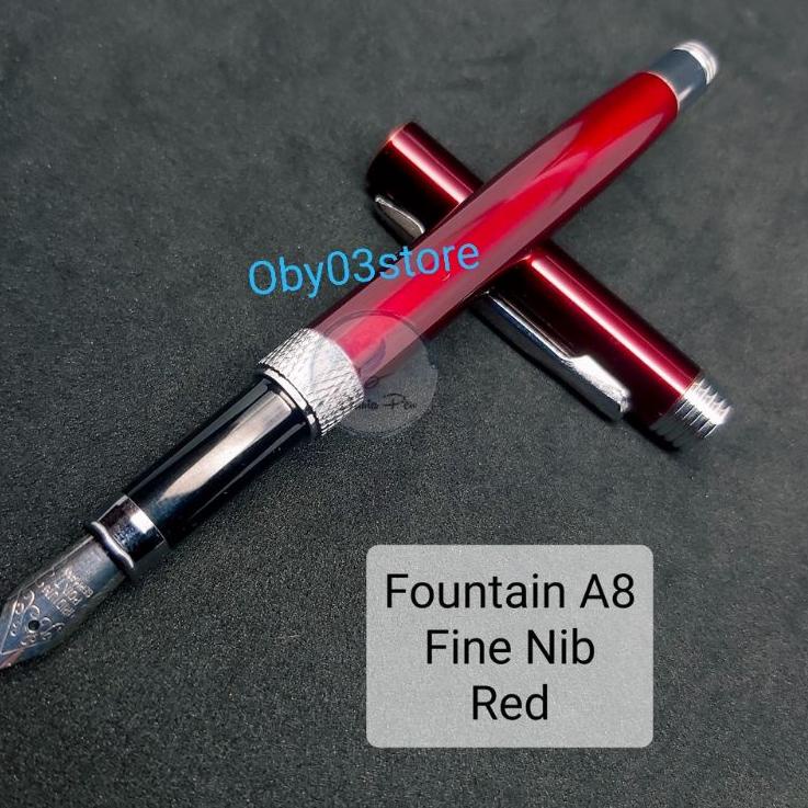 

Terlaku Fountain Pen A8 Red Nib Fine 0.3mm Mata Kecil Pena Tinta Isi Ulang Pulpen Ink Bahan Full Metal YYY^^