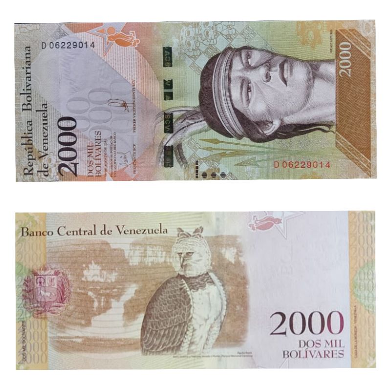 Uang Negara Venezuela 2000 Bolivares Kondisi UNC GRESS MULUS original 100%