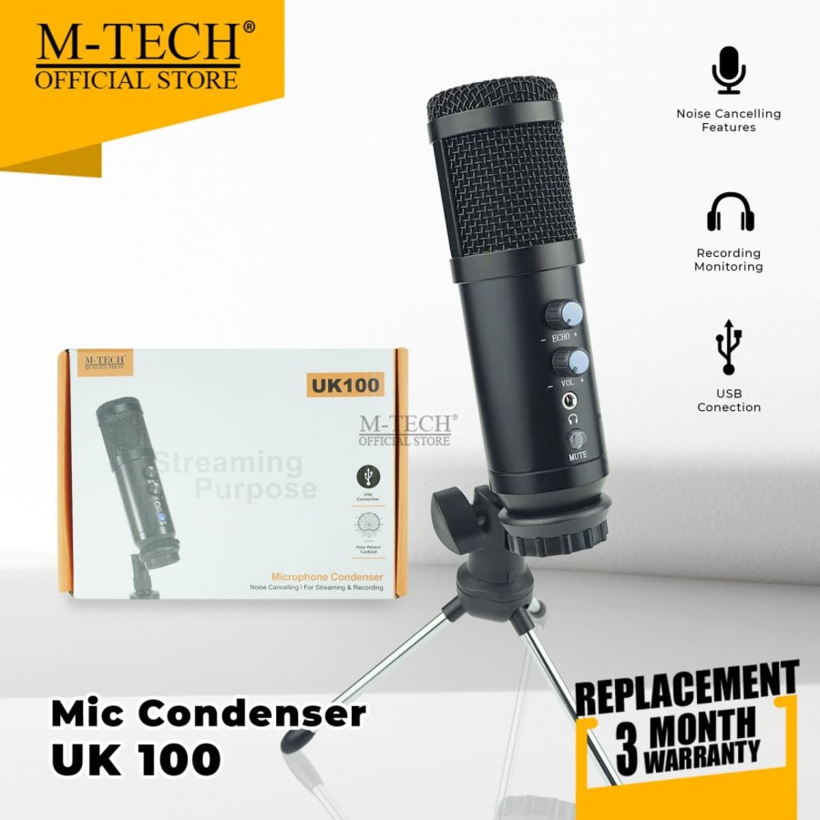 Mic Condenser Noise UK100  Cancelling USB M-tech UK100 UK-100