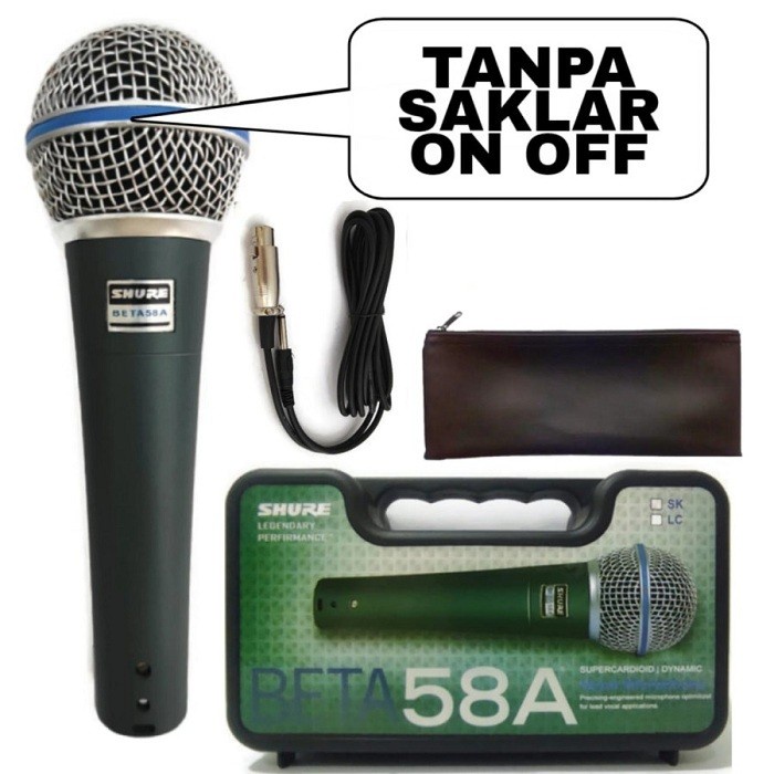 Shure Microphone Shure BETA 58 A koper tanpa swit on of suara mantap