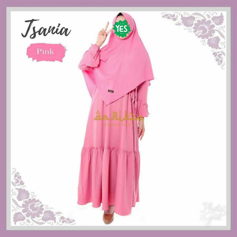 Tsania Dress by Ar Rikza baju gamis wanita dewasa polos bahan Moss Crepe warna Dusty Purple Pink