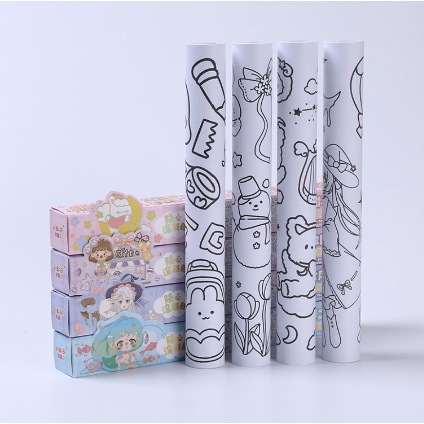 PA Kertas Mewarnai Stiker Roll Bisa Ditempel Anak Jumbo Drawing Book Children Mainak Edukasi Anak